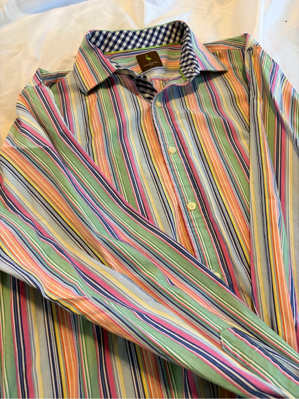 TailorBird Men's Long Sleeve Button Up Shirt Contrasting Cuffs & Collar Size XXL